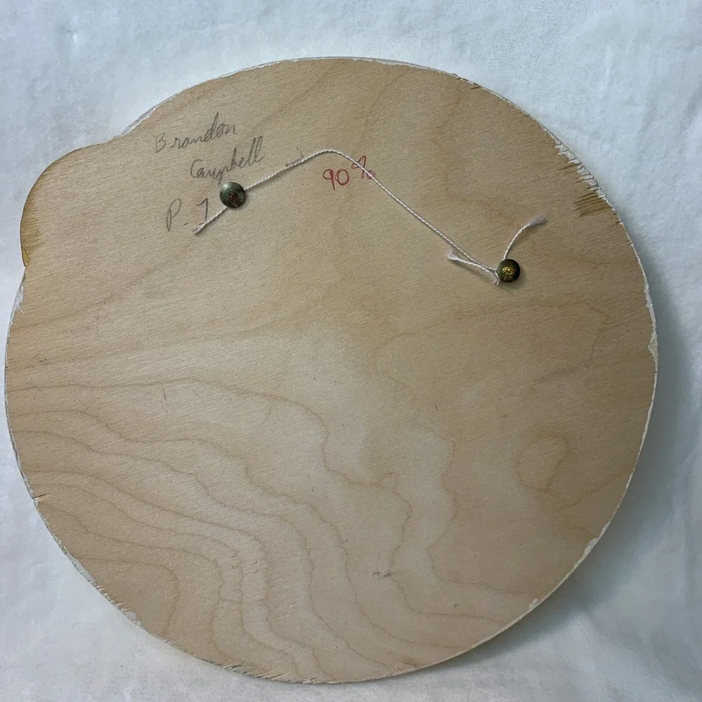 American Bald Eagle Wood Inlay Wall Decor MCM Art Piece Round‎  Handmade Stained
